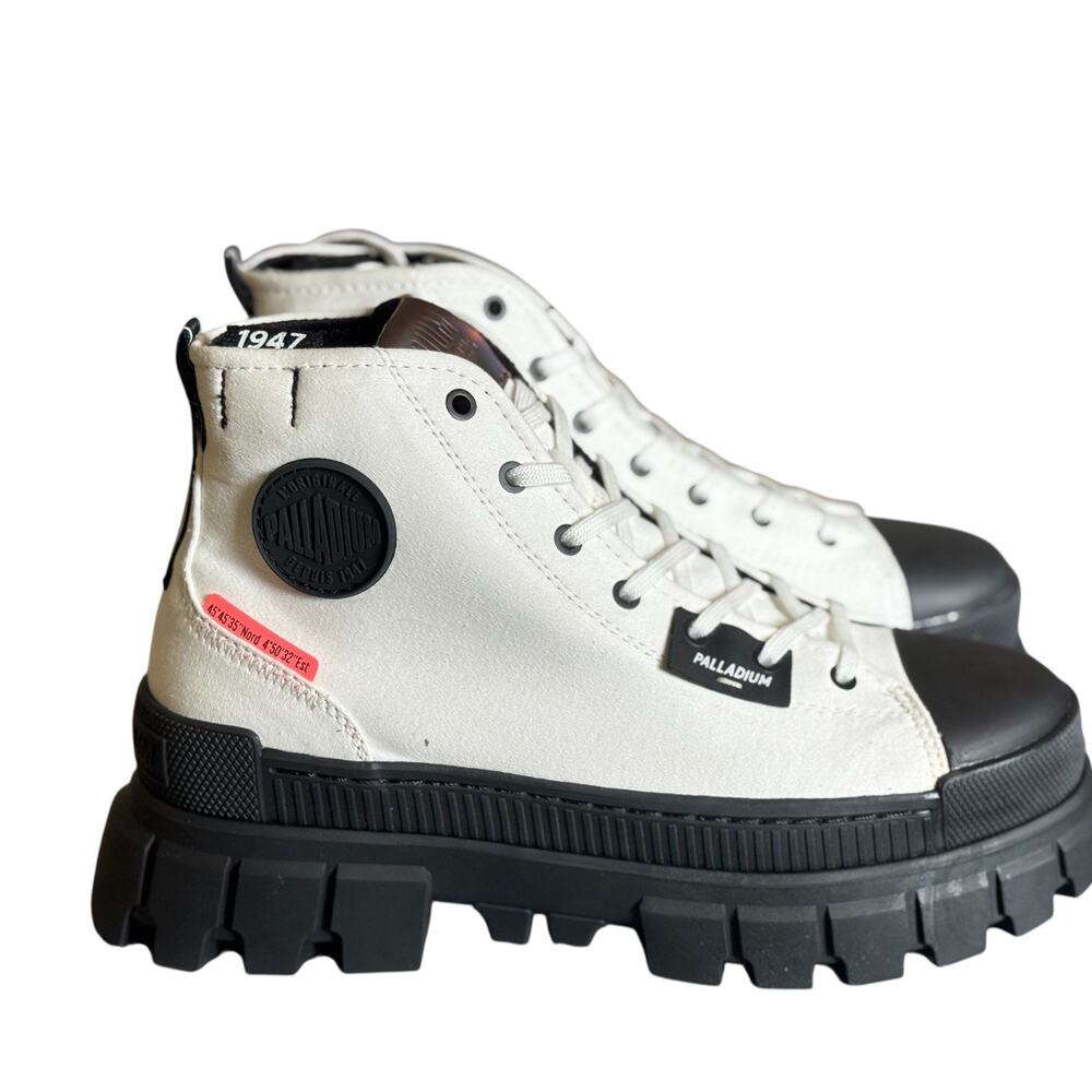 Palladium Women’s White & Black High-Top Lug Sole Sneakers